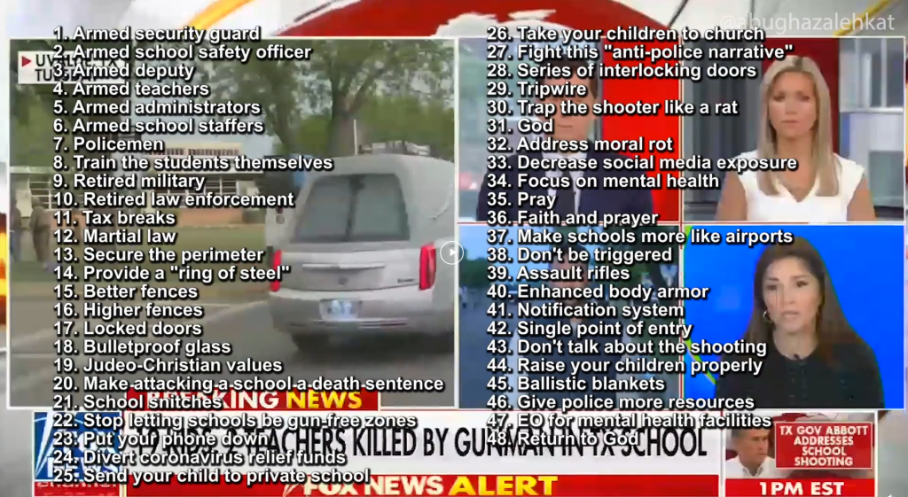 Desde la masacre de Texas Fox News ha lanzado "al menos 50 propuestas" y ninguna es la regulación de las armas 1 image 104