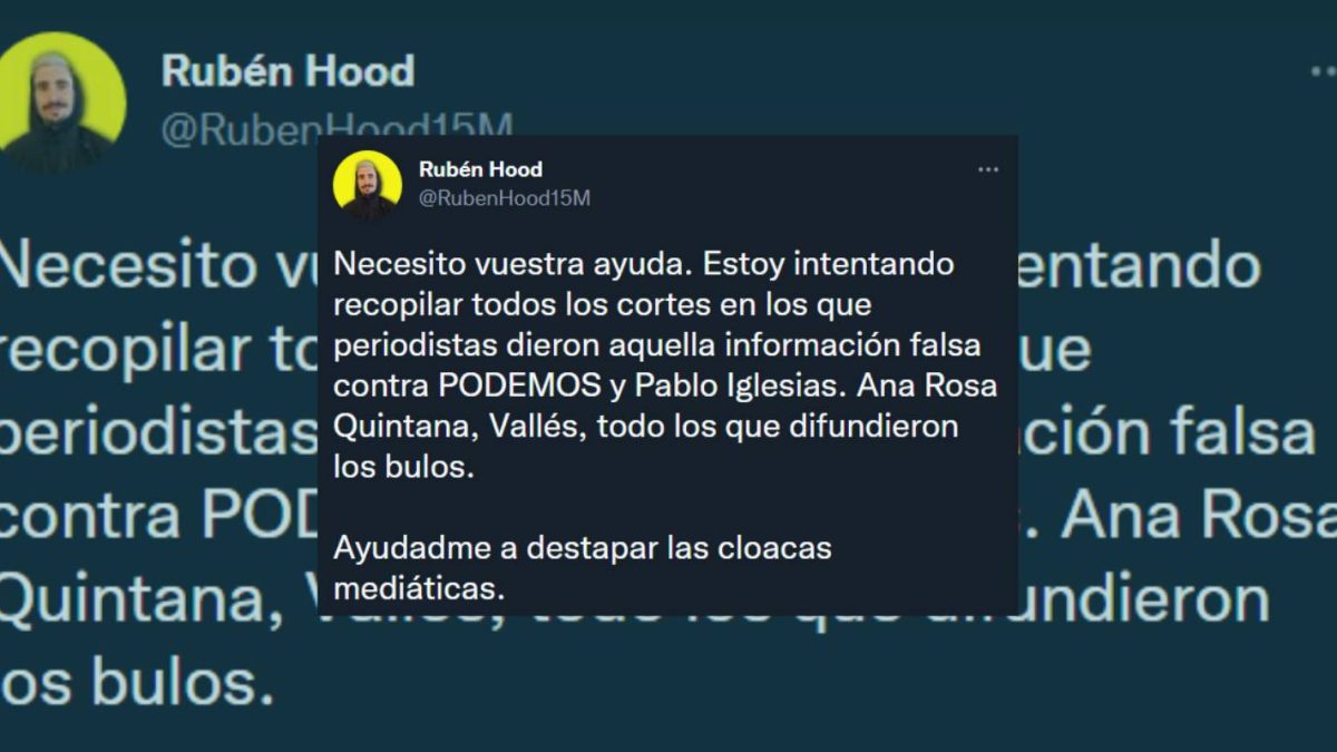 Recopilan en un hilo los periodistas dieron aquella información falsa contra Podemos: «Ayudadme a destapar las cloacas mediáticas»