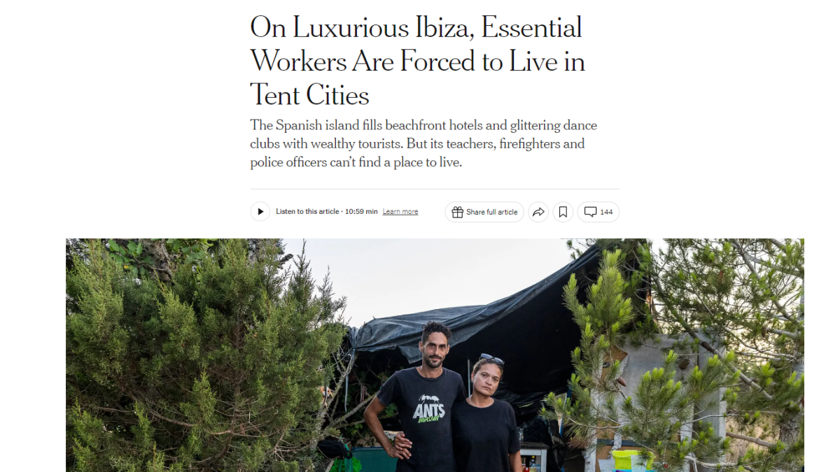 El New York Times se hace eco de cómo el turismo masivo ha «robado» Ibiza a su población y a sus trabajadores
