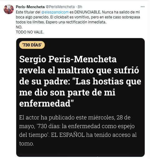 El periodismo basura no es periodismo: el caso Peris-Mencheta y el negocio del morbo 1 Captura de pantalla 2025 05 29 072835